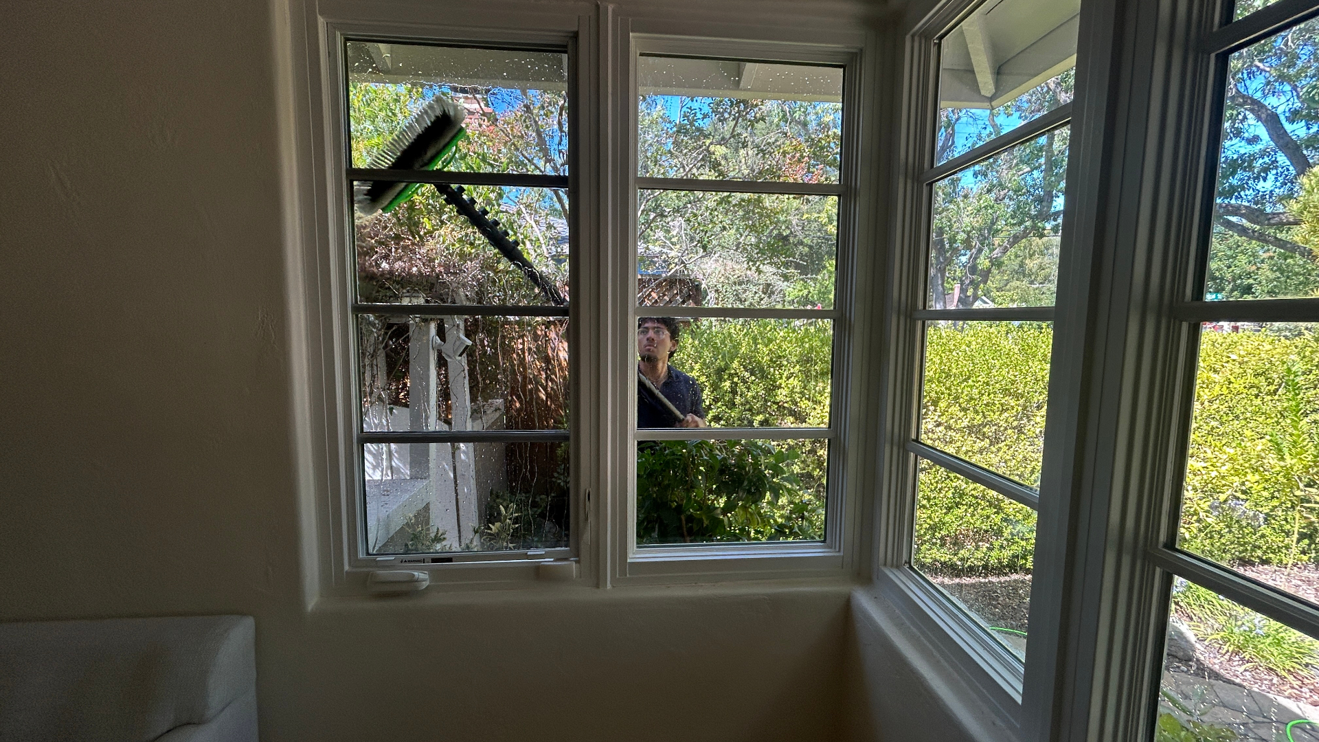 Interior view of freshly cleaned bay windows